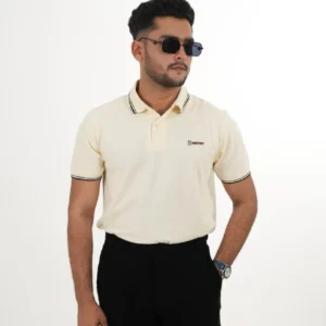 Bespirit Classic Off-White Polo Tshirt With embroidery